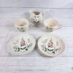 English Garden by Ridgway Creamer Cups Saucers Tea Set Floral Bone China